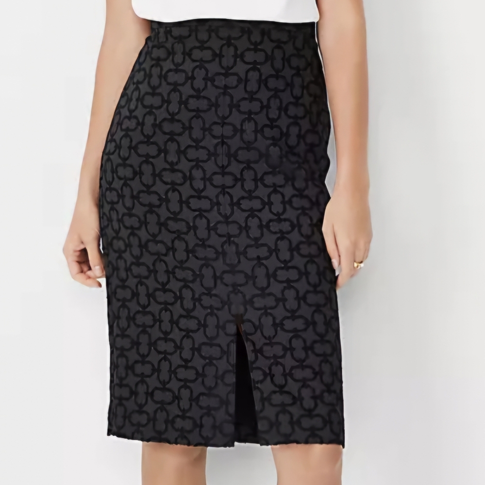 Ann Taylor Link Jacquard Slit Front Pencil Skirt, Size 10